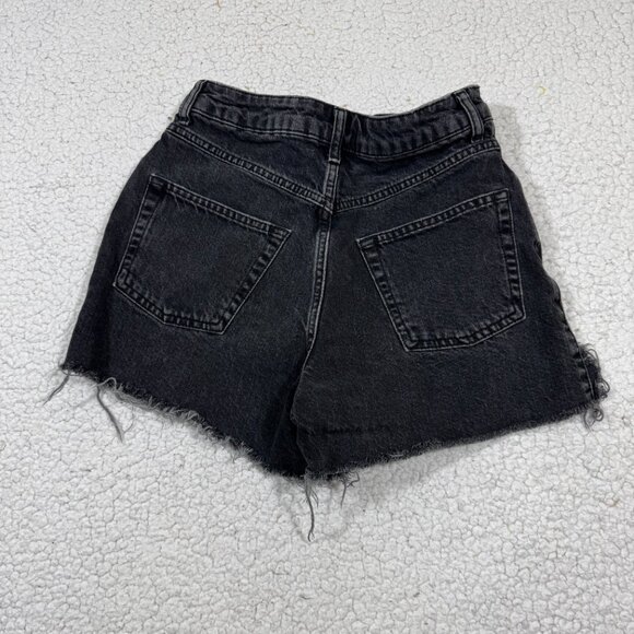 Topshop Shorts Women’s Size 2 Black Denim Gothcore Whimsygoth Moto Boho - Picture 3 of 4